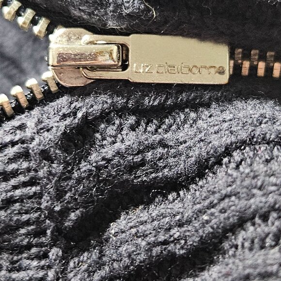 Liz Claiborne Cardigan Sweater Womens Size 2X Black Ribbed Knit Zip Turtleneck - Picture 4 of 4